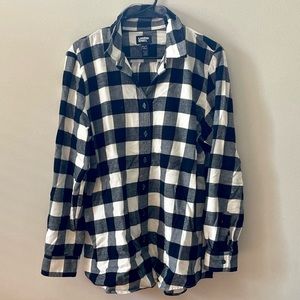 Black and white buffalo check flannel